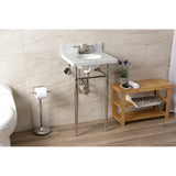 Edwardian 19-Inch Carrara Marble Console Sink with Brass Legs (4-Inch, 3-Hole)