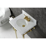 Edwardian 19-Inch Carrara Marble Console Sink with Brass Legs (4-Inch, 3-Hole)
