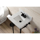 Edwardian 19-Inch Carrara Marble Console Sink with Brass Legs (4-Inch, 3-Hole)