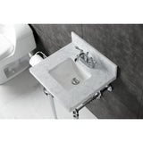 Edwardian 19-Inch Carrara Marble Console Sink with Brass Legs (4-Inch, 3-Hole)