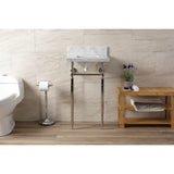 Edwardian 19-Inch Carrara Marble Console Sink with Brass Legs (4-Inch, 3-Hole)