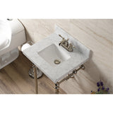 Edwardian 19-Inch Carrara Marble Console Sink with Brass Legs (4-Inch, 3-Hole)