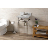 Edwardian 19-Inch Carrara Marble Console Sink with Brass Legs (4-Inch, 3-Hole)