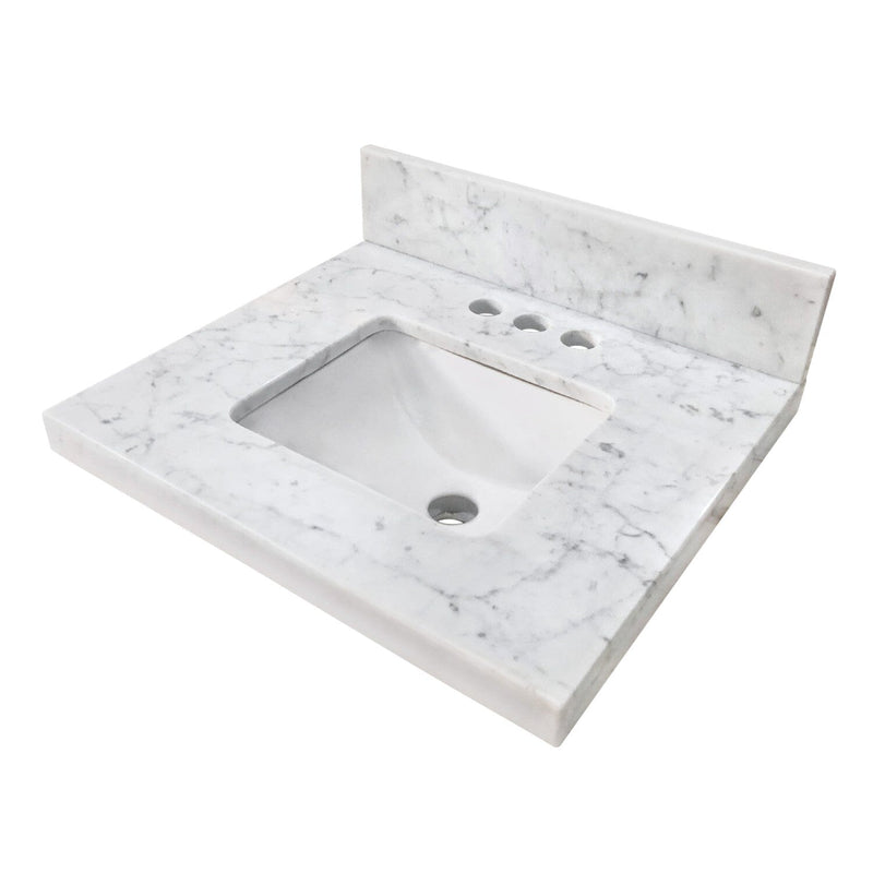 Fredrickson 19-Inch Carrara Marble Vanity Sink Top (4" Faucet Drillings)
