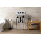 Edwardian 19-Inch Carrara Marble Console Sink with Brass Legs (8-Inch, 3-Hole)