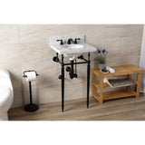 Edwardian 19-Inch Carrara Marble Console Sink with Brass Legs (8-Inch, 3-Hole)