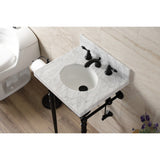 Edwardian 19-Inch Carrara Marble Console Sink with Brass Legs (8-Inch, 3-Hole)