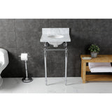 Edwardian 19-Inch Carrara Marble Console Sink with Brass Legs (8-Inch, 3-Hole)