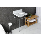 Edwardian 19-Inch Carrara Marble Console Sink with Brass Legs (8-Inch, 3-Hole)