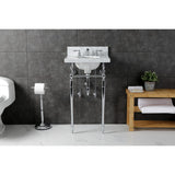 Edwardian 19-Inch Carrara Marble Console Sink with Brass Legs (8-Inch, 3-Hole)