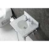 Edwardian 19-Inch Carrara Marble Console Sink with Brass Legs (8-Inch, 3-Hole)