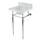 Edwardian 19-Inch Carrara Marble Console Sink with Brass Legs (8-Inch, 3-Hole)