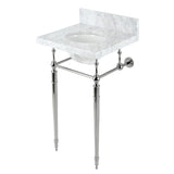 Edwardian 19-Inch Carrara Marble Console Sink with Brass Legs (8-Inch, 3-Hole)