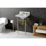 Edwardian 19-Inch Carrara Marble Console Sink with Brass Legs (8-Inch, 3-Hole)