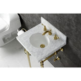 Edwardian 19-Inch Carrara Marble Console Sink with Brass Legs (8-Inch, 3-Hole)