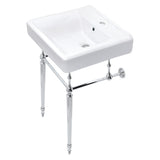 Edwardian 20-Inch Porcelain Console Sink with Brass Legs (1-Hole)