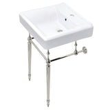 Edwardian 20-Inch Porcelain Console Sink with Brass Legs (1-Hole)