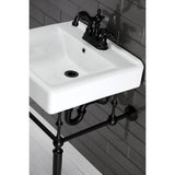Edwardian 20-Inch Porcelain Console Sink with Brass Legs (4-Inch, 3-Hole)