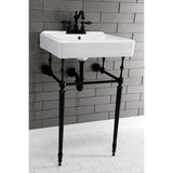 Edwardian 20-Inch Porcelain Console Sink with Brass Legs (4-Inch, 3-Hole)