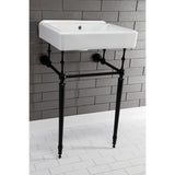 Edwardian 20-Inch Porcelain Console Sink with Brass Legs (4-Inch, 3-Hole)