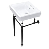 Edwardian 20-Inch Porcelain Console Sink with Brass Legs (4-Inch, 3-Hole)
