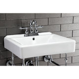 Edwardian 20-Inch Porcelain Console Sink with Brass Legs (4-Inch, 3-Hole)