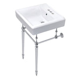 Edwardian 20-Inch Porcelain Console Sink with Brass Legs (4-Inch, 3-Hole)