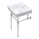 Edwardian 20-Inch Porcelain Console Sink with Brass Legs (4-Inch, 3-Hole)