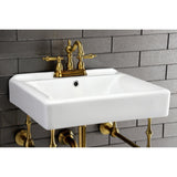 Edwardian 20-Inch Porcelain Console Sink with Brass Legs (4-Inch, 3-Hole)