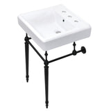 Edwardian 20-Inch Porcelain Console Sink with Brass Legs (8-Inch, 3-Hole)