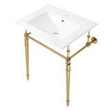 Edwardian 24-Inch Ceramic Console Sink with Brass Legs (1-Hole)