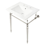Edwardian 24-Inch Ceramic Console Sink with Brass Legs (8-Inch, 3-Hole)