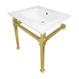 Monarch 25-Inch Ceramic Console Sink with Stainless Steel Legs (4-Inch, 3-Hole)