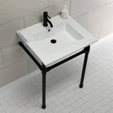 Dreyfuss 25-Inch Ceramic Console Sink with Stainless Steel Legs (1-Hole)