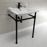 Dreyfuss 25-Inch Ceramic Console Sink with Stainless Steel Legs (1-Hole)