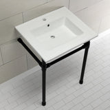 Dreyfuss 25-Inch Ceramic Console Sink with Stainless Steel Legs (1-Hole)