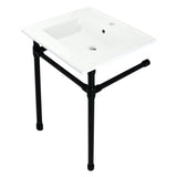 Dreyfuss 25-Inch Ceramic Console Sink with Stainless Steel Legs (1-Hole)