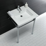 Dreyfuss 25-Inch Ceramic Console Sink with Stainless Steel Legs (1-Hole)