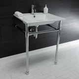Dreyfuss 25-Inch Ceramic Console Sink with Stainless Steel Legs (1-Hole)