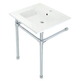 Dreyfuss 25-Inch Ceramic Console Sink with Stainless Steel Legs (1-Hole)