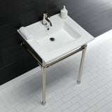 Dreyfuss 25-Inch Ceramic Console Sink with Stainless Steel Legs (1-Hole)