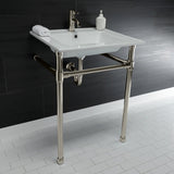 Dreyfuss 25-Inch Ceramic Console Sink with Stainless Steel Legs (1-Hole)