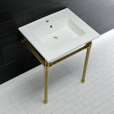 Dreyfuss 25-Inch Ceramic Console Sink with Stainless Steel Legs (1-Hole)
