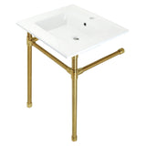 Dreyfuss 25-Inch Ceramic Console Sink with Stainless Steel Legs (1-Hole)