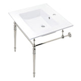 Edwardian 25-Inch Ceramic Console Sink with Brass Legs (1-Hole)
