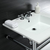 Dreyfuss 25-Inch Ceramic Console Sink with Stainless Steel Legs (4-Inch, 3-Hole)