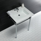 Dreyfuss 25-Inch Ceramic Console Sink with Stainless Steel Legs (4-Inch, 3-Hole)