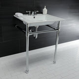 Dreyfuss 25-Inch Ceramic Console Sink with Stainless Steel Legs (4-Inch, 3-Hole)