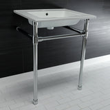 Dreyfuss 25-Inch Ceramic Console Sink with Stainless Steel Legs (4-Inch, 3-Hole)