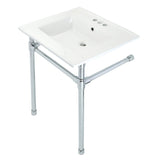 Dreyfuss 25-Inch Ceramic Console Sink with Stainless Steel Legs (4-Inch, 3-Hole)